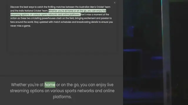 Video thumbnail for and the India National Cricket Team. Whether you're at home or on the go, you can enjoy live streaming options on various sports networks and online platforms. Don't miss a moment of the action as these two cricketing powerhouses clash on