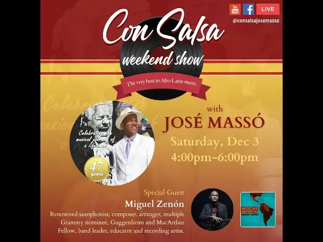 Video thumbnail for "¡Con Salsa!" Live - Miguel Zenón, "Música de las Américas" Saturday, 12.3.22
