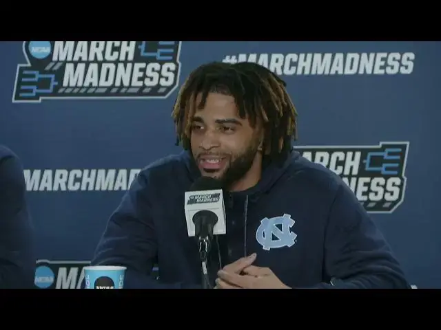 'Video thumbnail for #UNC coach Hubert Davis and guards RJ Davis and Seth Trimble ahead of Tuesday's First Four game'