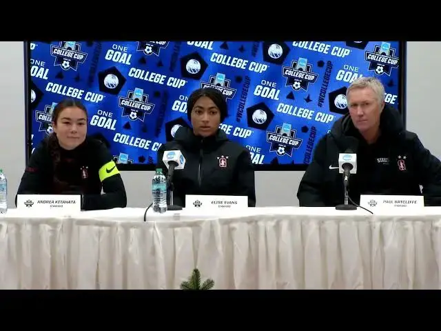 'Video thumbnail for Stanford press conference after losing in a Women's College Cup semifinal to Wake Forest'