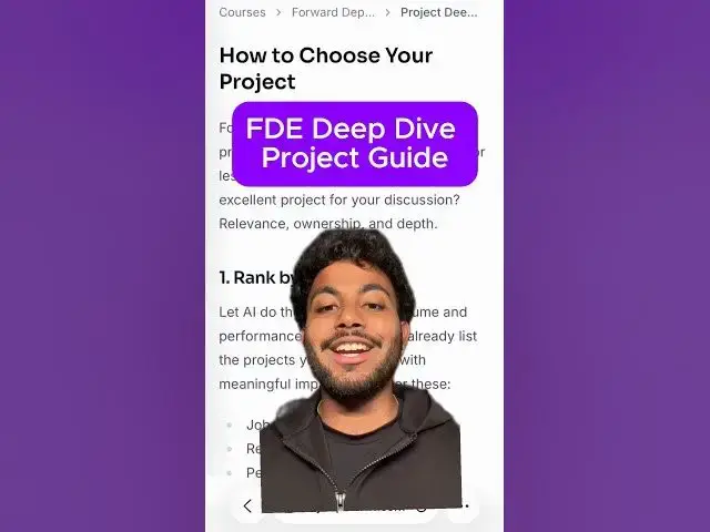 Video thumbnail for Here’s a guide on how to choose your project for your next FDE interview! #interviewprep