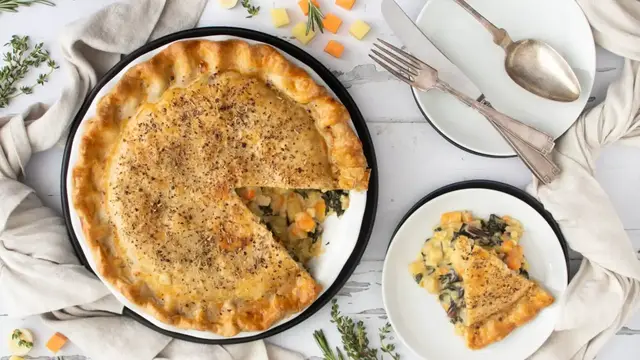 'Video thumbnail for Root Veggie And Chard Pot Pie Recipe'
