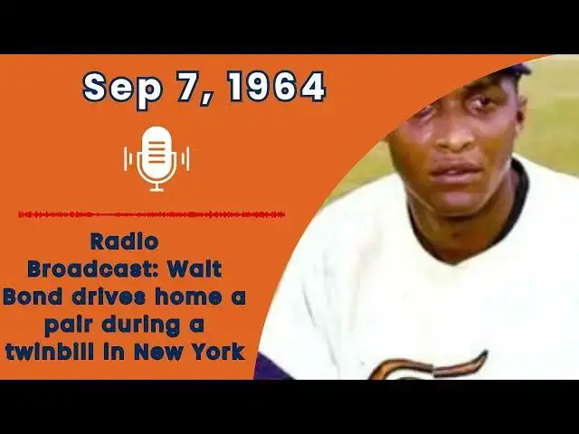 Video thumbnail for Sep 7, 1964 Walt Bond drives home a pair during a twinbill in New York