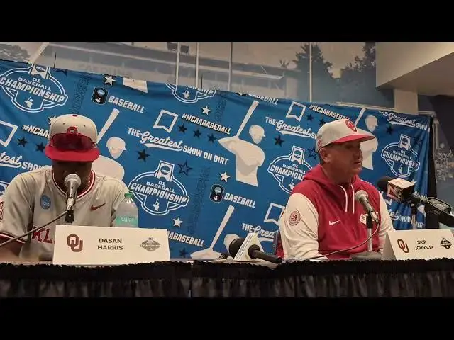 'Video thumbnail for Oklahoma postgame press conference with Coach Skip Johnson and Dasan Harris after loss to #UNC'