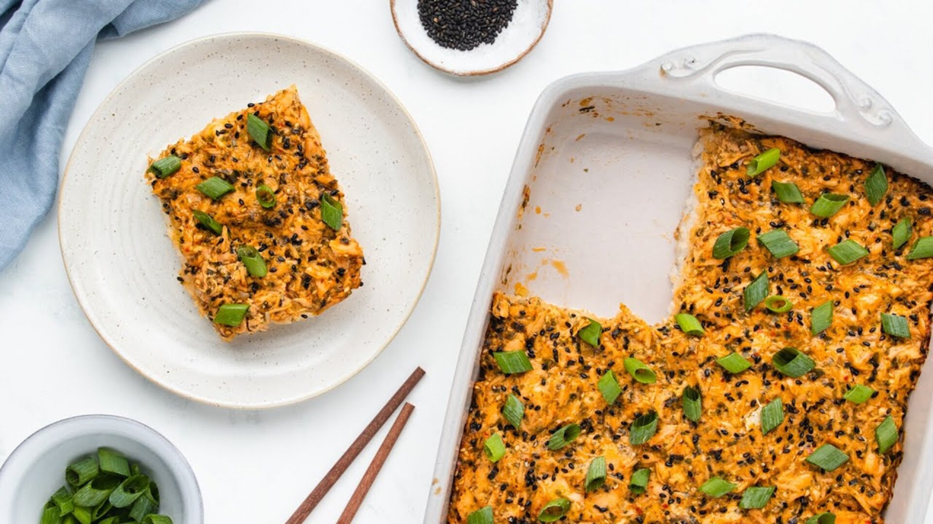 Video thumbnail for Spicy Salmon Sushi Bake Recipe