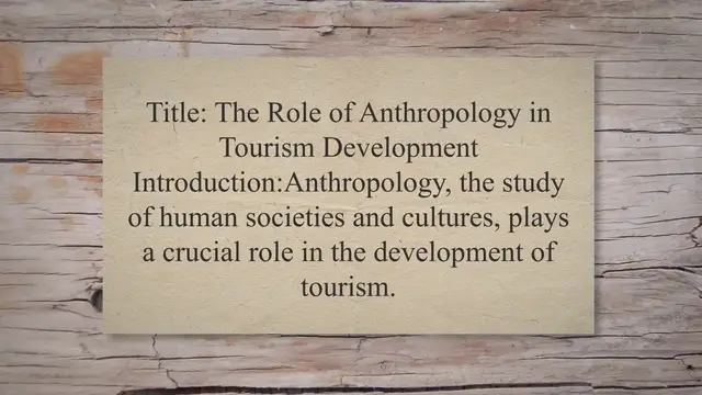 Video thumbnail for Role of anthropology in tourism development