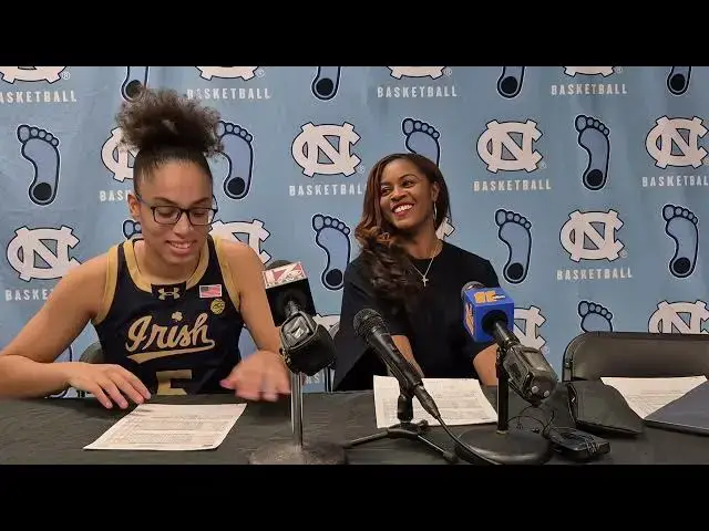 'Video thumbnail for Notre Dame guard Olivia Miles and Irish coach Niele Ivey after win at #UNC. #ND'