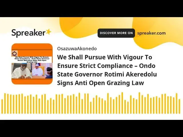 Video thumbnail for We Shall Pursue With Vigour To Ensure Strict Compliance – Ondo State Governor Rotimi Akeredolu Signs