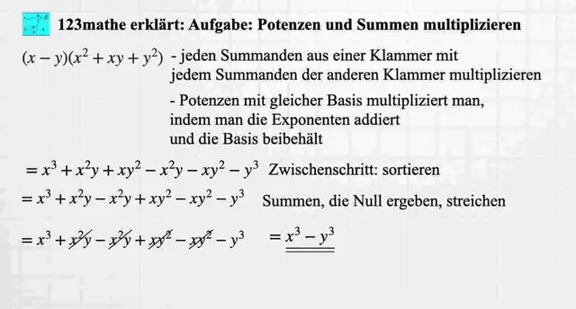 Video thumbnail for Potenzen multiplizieren und Klammer auflösen