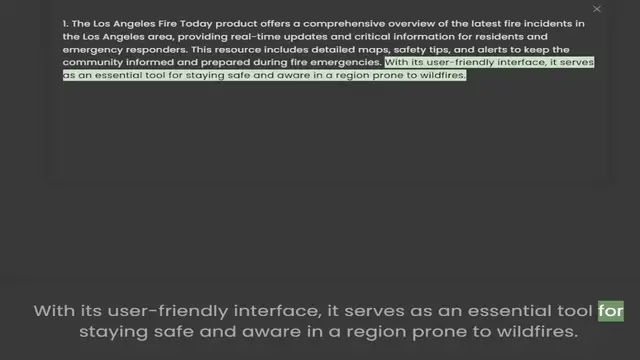 Video thumbnail for the Los Angeles area, providing real-time updates and critical information for residents and emergency responders. This resource includes detailed maps, safety tips, and alerts to keep the community informed and prepared during fire emerg