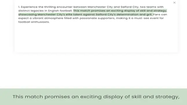 Video thumbnail for distinct legacies in English football. This match promises an exciting display of skill and strategy, showcasing Manchester City's elite talent against Salford City's determination and grit. Fans can expect a vibrant atmosphere filled wit
