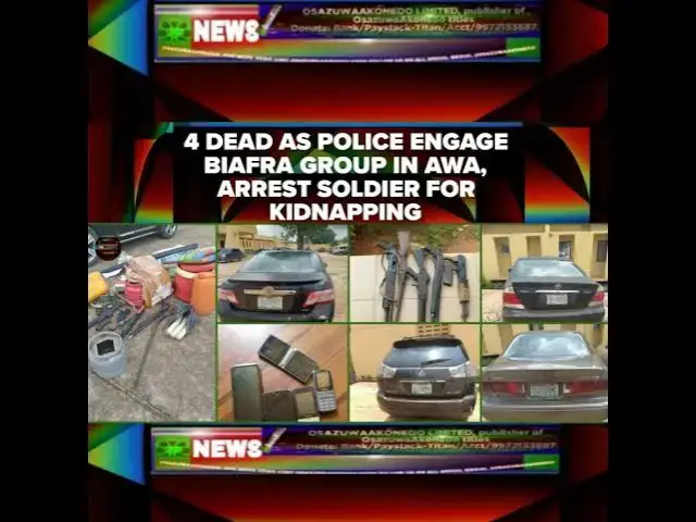 Video thumbnail for 4 Dead As Police Engage Biafra Group In Awa, Arrest Soldier For Kidnapping
