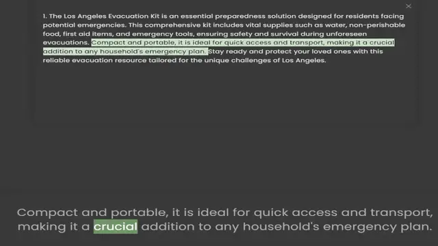 Video thumbnail for potential emergencies. This comprehensive kit includes vital supplies such as water, non-perishable food, first aid items, and emergency tools, ensuring safety and survival during unforeseen evacuations. Compact and portable, it is ideal