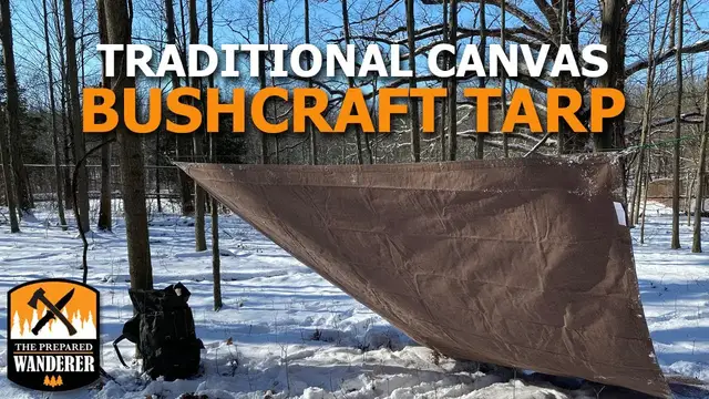 'Video thumbnail for Traditional Canvas Bushcraft Tarp Winter Edition'