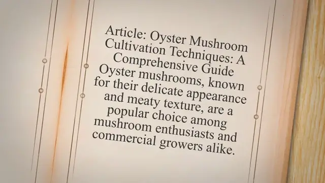 Video thumbnail for Oyster Mushroom Cultivation Techniques