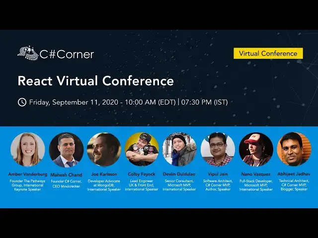 'Video thumbnail for React Virtual Conference || C# Corner'