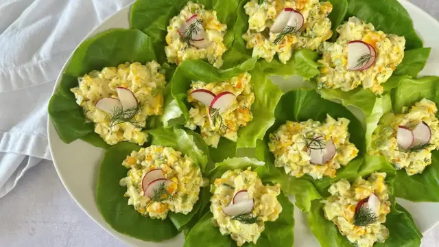 Video thumbnail for Easy (No-Peel!) Egg Salad Lettuce Wraps Recipe