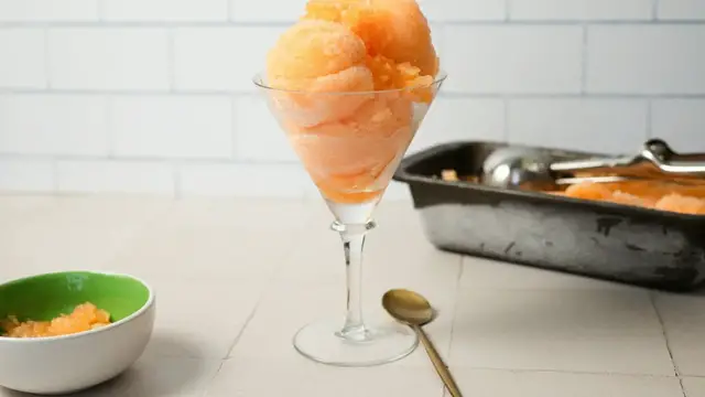 'Video thumbnail for Our 3-Ingredient Cantaloupe Sorbet Is Sweet, A Little Boozy, And Easy To Make'