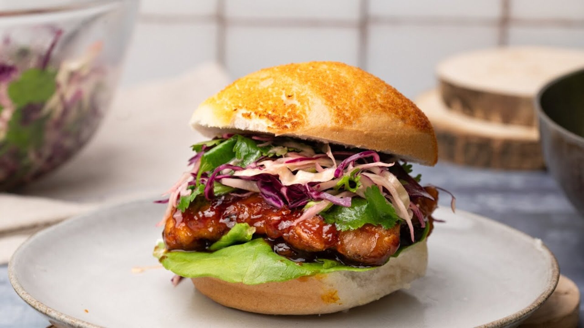 Video thumbnail for Teriyaki Chicken Sandwich With Asian-Inspired Slaw Recipe