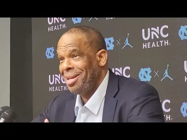 'Video thumbnail for #UNC coach Hubert Davis press conference after exhibition victory over Johnson C. Smith'