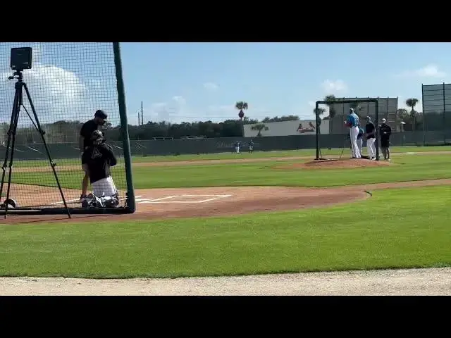 Video thumbnail for Derek Hill vs. Sandy Alcantara Live Batting Practice with Miami Marlins! (2025 MLB Spring Training)