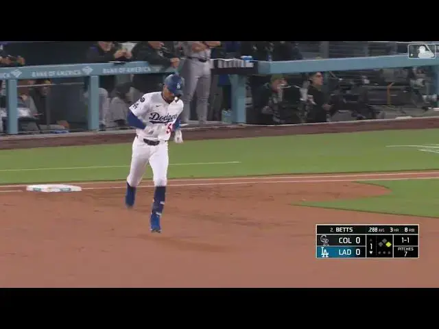 'Video thumbnail for Mookie Betts HAMMERS a Two-Run Home Run! | 4th HR of 2025 | Los Angeles Dodgers | 04/14/2025'