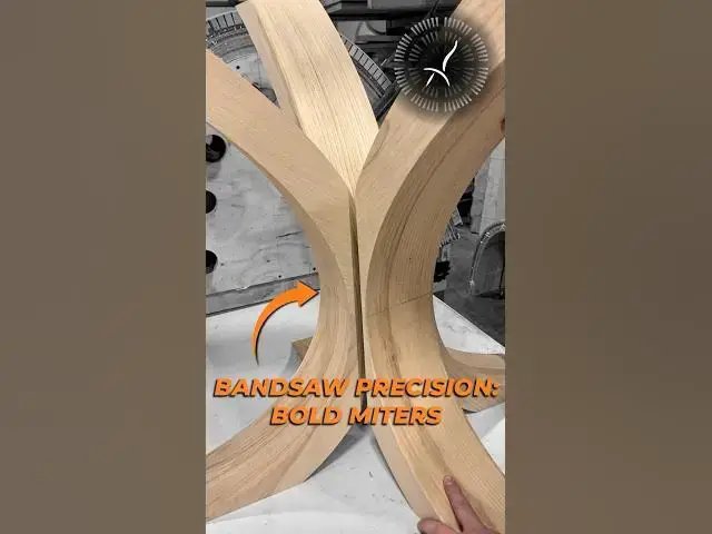 Video thumbnail for Bandsaw Precision: Crafting Bold Miters for our Crescent Table Base