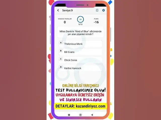 Video thumbnail for Online Bilgi Yarışması - Uygulamaya Ücretsiz Erişin -  Muhteşem Özellikler! #onlinebilgiyarışması 1