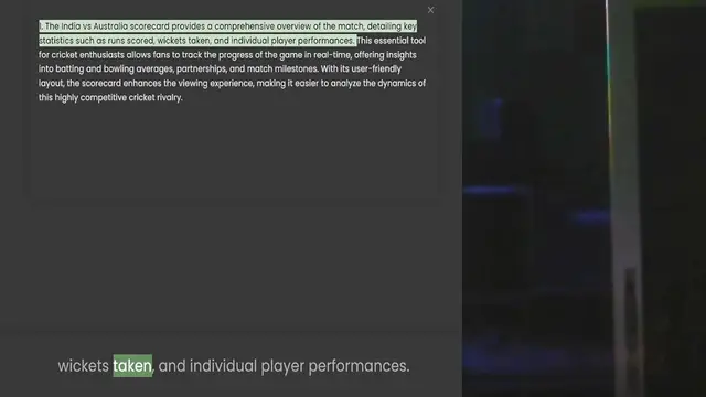 Video thumbnail for statistics such as runs scored, wickets taken, and individual player performances. This essential tool for cricket enthusiasts allows fans to track the progress of the game in real-time, offering insights into batting and bowling averages