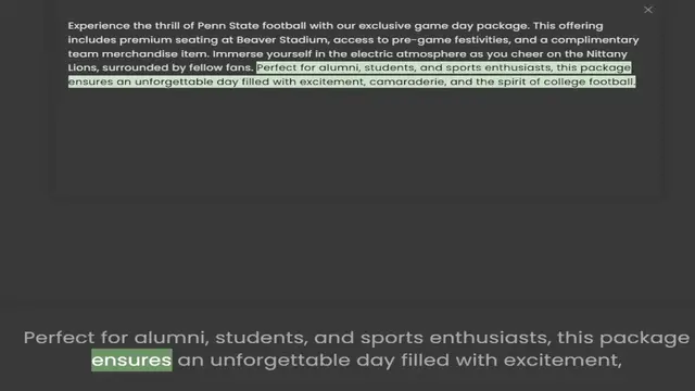 Video thumbnail for includes premium seating at Beaver Stadium, access to pre-game festivities, and a complimentary team merchandise item. Immerse yourself in the electric atmosphere as you cheer on the Nittany Lions, surrounded by fellow fans. Perfect for a