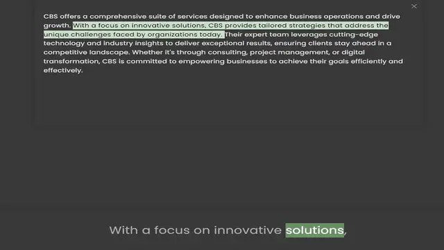 Video thumbnail for growth. With a focus on innovative solutions, CBS provides tailored strategies that address the unique challenges faced by organizations today. Their expert team leverages cutting-edge technology and industry insights to deliver exception