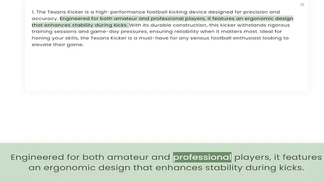 Video thumbnail for accuracy. Engineered for both amateur and professional players, it features an ergonomic design that enhances stability during kicks. With its durable construction, this kicker withstands rigorous training sessions and game-day pressures,