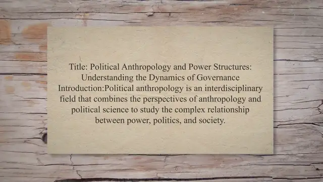 Video thumbnail for Political anthropology and power structures