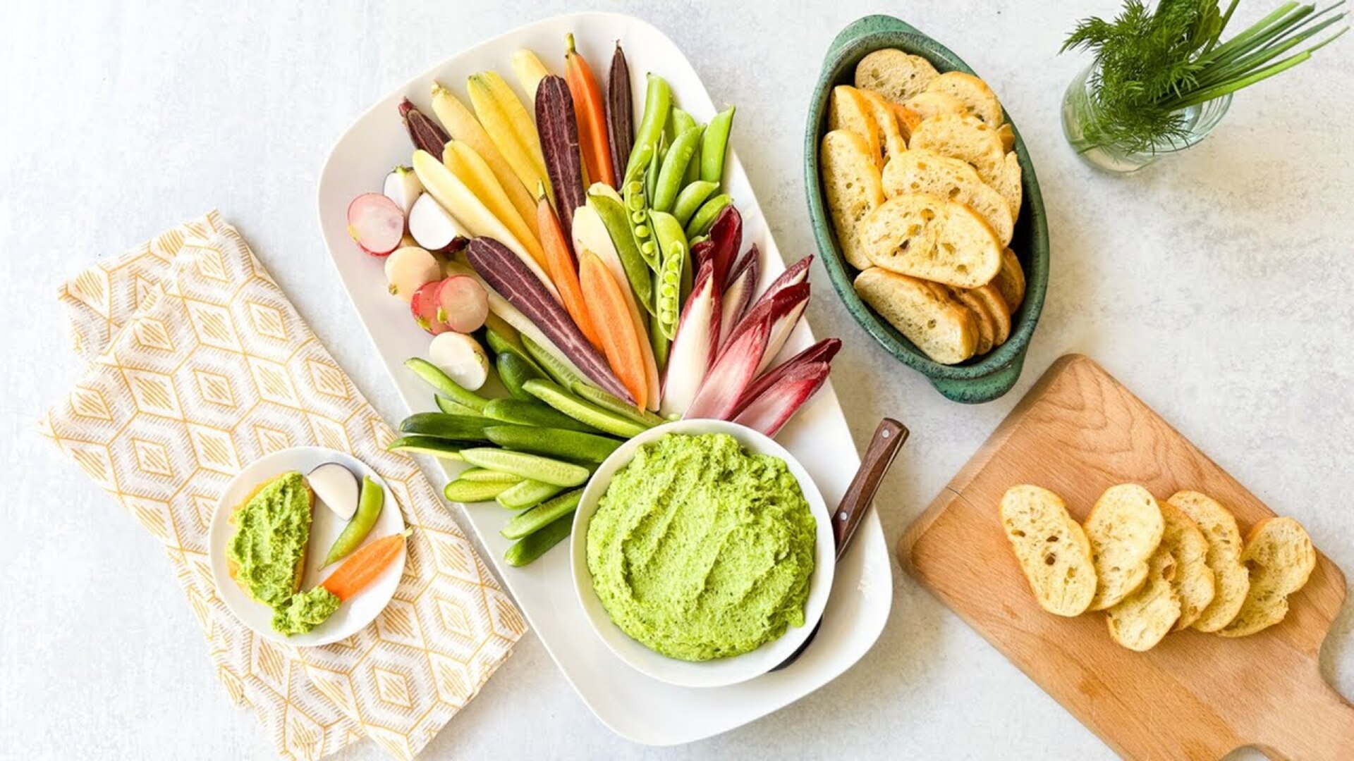 Video thumbnail for Herby Spring Pea Dip Recipe