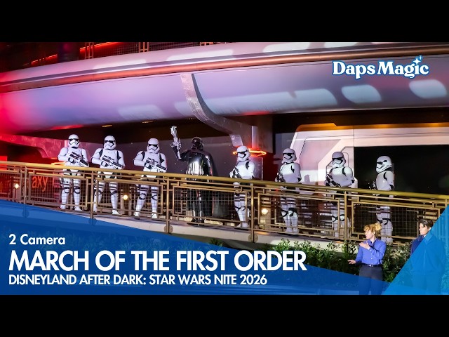 Video thumbnail for March of the First Order ft. Captain Phasma (2 Cameras) | Disneyland After Dark: Star Wars Nite 🛡️🌑