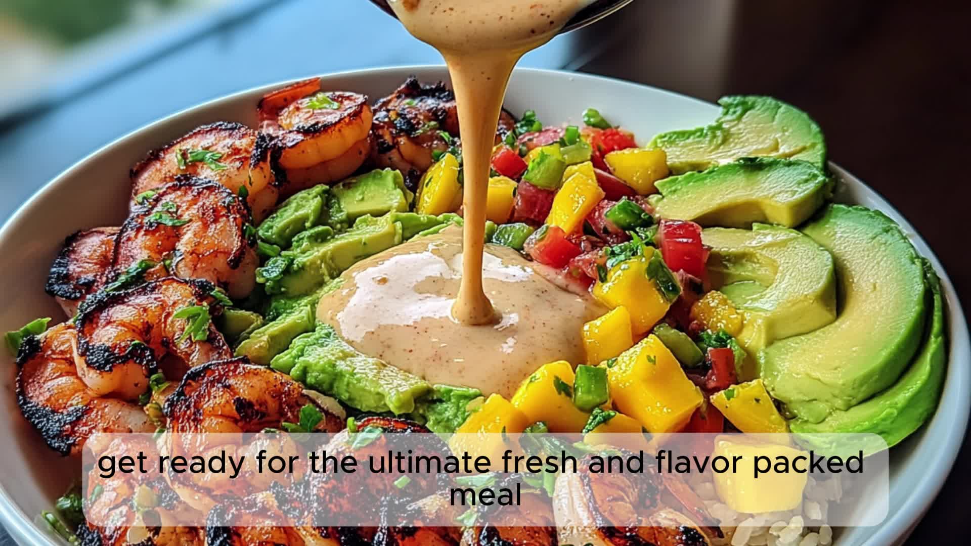 Video thumbnail for Grilled Chili-Lime Shrimp Bowls with Fresh Mango Salsa and Avocado