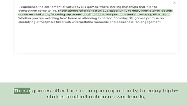 Video thumbnail for competition come to life. These games offer fans a unique opportunity to enjoy high-stakes football action on weekends, featuring top teams battling for playoff positions and showcasing elite talent. Whether you are watching from home or