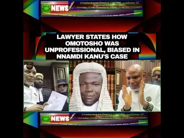 Video thumbnail for Lawyer States How Omotosho Was Unprofessional, Biased In Nnamdi Kanu's Case