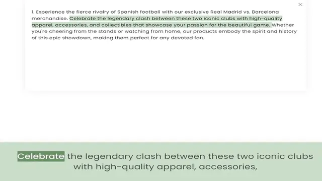 Video thumbnail for merchandise. Celebrate the legendary clash between these two iconic clubs with high-quality apparel, accessories, and collectibles that showcase your passion for the beautiful game. Whether you're cheering from the stands or watching from