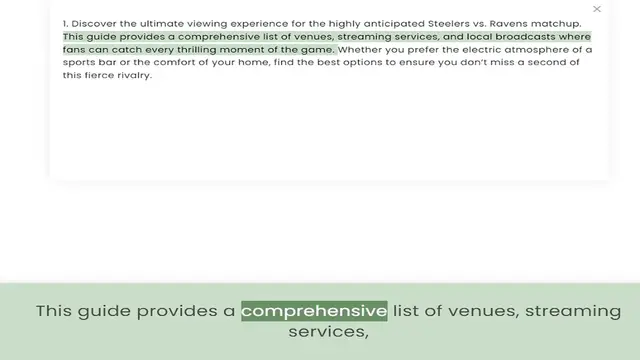 Video thumbnail for This guide provides a comprehensive list of venues, streaming services, and local broadcasts where fans can catch every thrilling moment of the game. Whether you prefer the electric atmosphere of a sports bar or the comfort of your home,