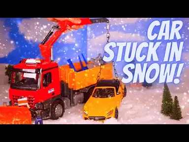 'Video thumbnail for TOY CAR STUCK IN SNOW! BRUDER CRANE TRUCK TO THE RESCUE Bruder 2021 Truck and Excavator Snow Action'