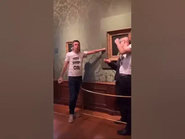 Video thumbnail for This climate protester glued his hair to the famous painting Girl With A Pearl Earring