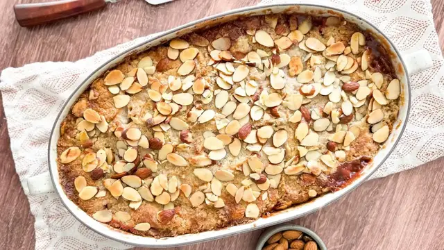 'Video thumbnail for Almond-Rhubarb "From Scratch" Dump Cake Recipe'