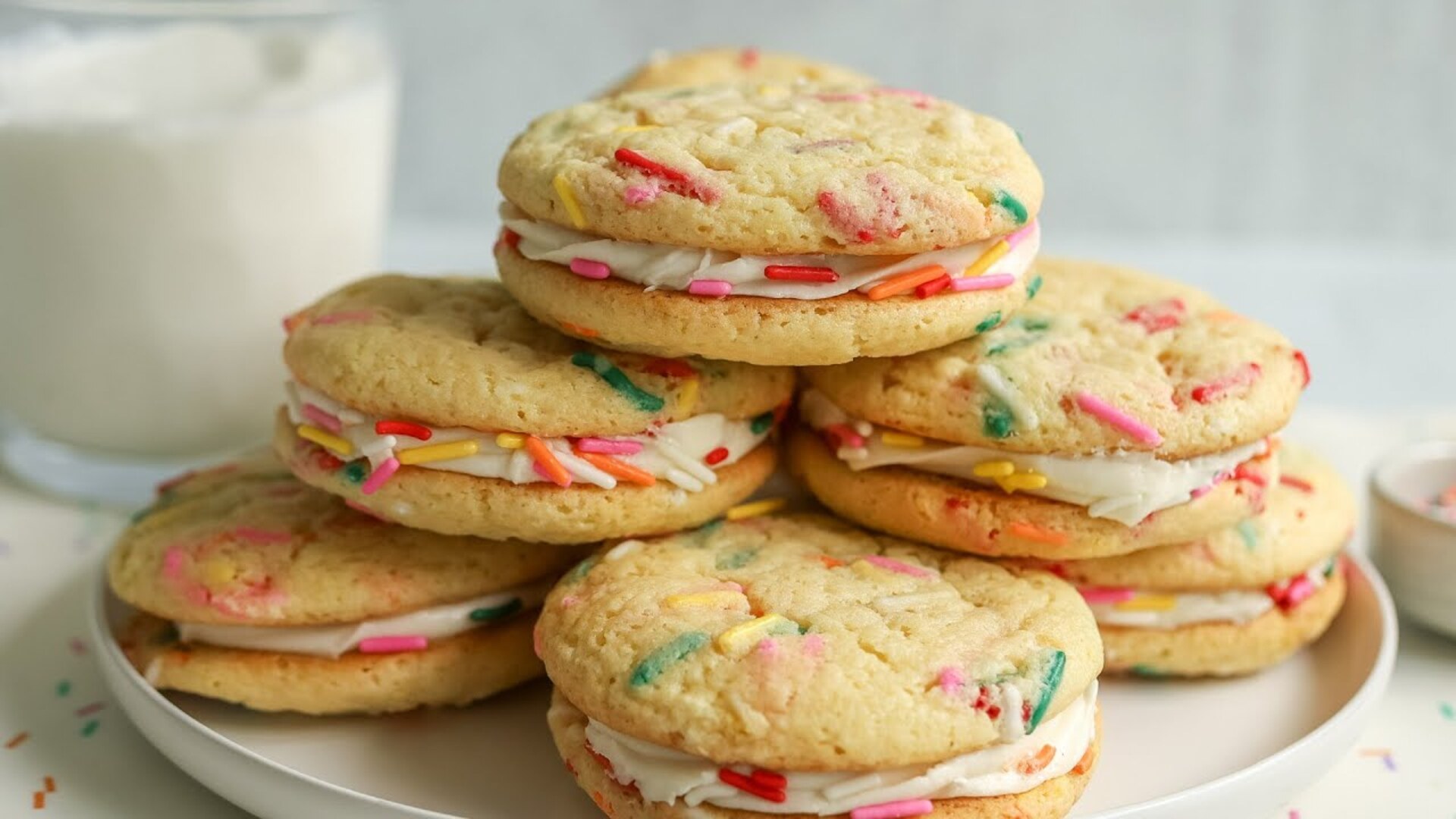 Video thumbnail for Birthday Cake Mix Sandwich Cookies Recipe