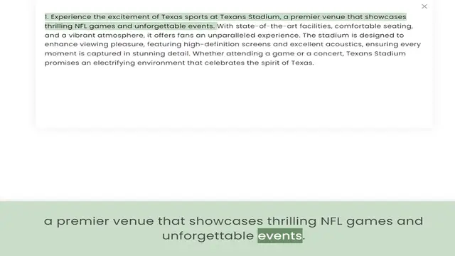 Video thumbnail for thrilling NFL games and unforgettable events. With state-of-the-art facilities, comfortable seating, and a vibrant atmosphere, it offers fans an unparalleled experience. The stadium is designed to enhance viewing pleasure, featuring high-
