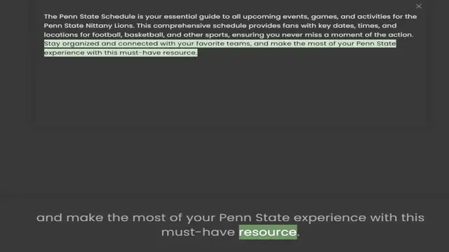 Video thumbnail for Penn State Nittany Lions. This comprehensive schedule provides fans with key dates, times, and locations for football, basketball, and other sports, ensuring you never miss a moment of the action. Stay organized and connected with your fa