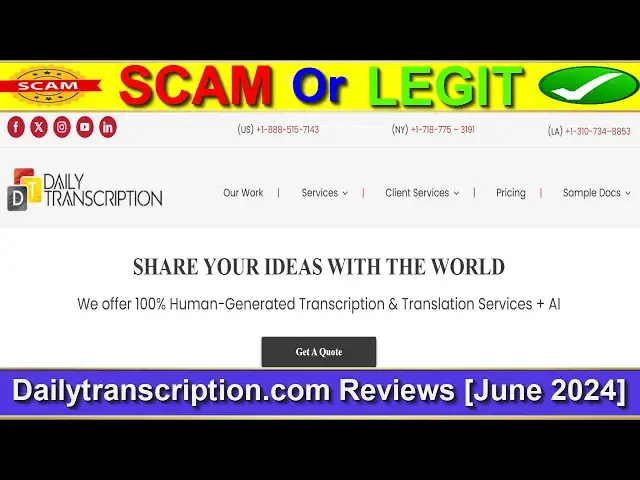 Video thumbnail for Dailytranscription.com Reviews (June 2024) Check This Website Legit Or Scam? | Product Review