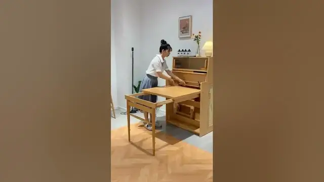 Video thumbnail for Cabinet cum Table | Folding Table | Space Saving Furniture #short