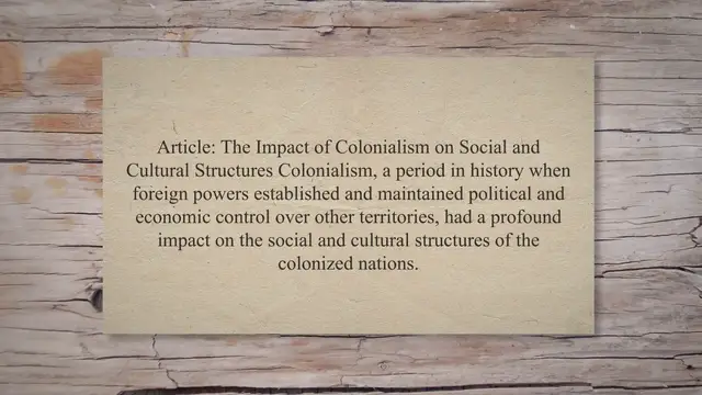 Video thumbnail for Impact of colonialism on social and cultural structure