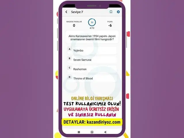 'Video thumbnail for Online Bilgi Yarışması - Uygulamaya Ücretsiz Erişin - Muhteşem Özellikler! #onlinebilgiyarışması 13'
